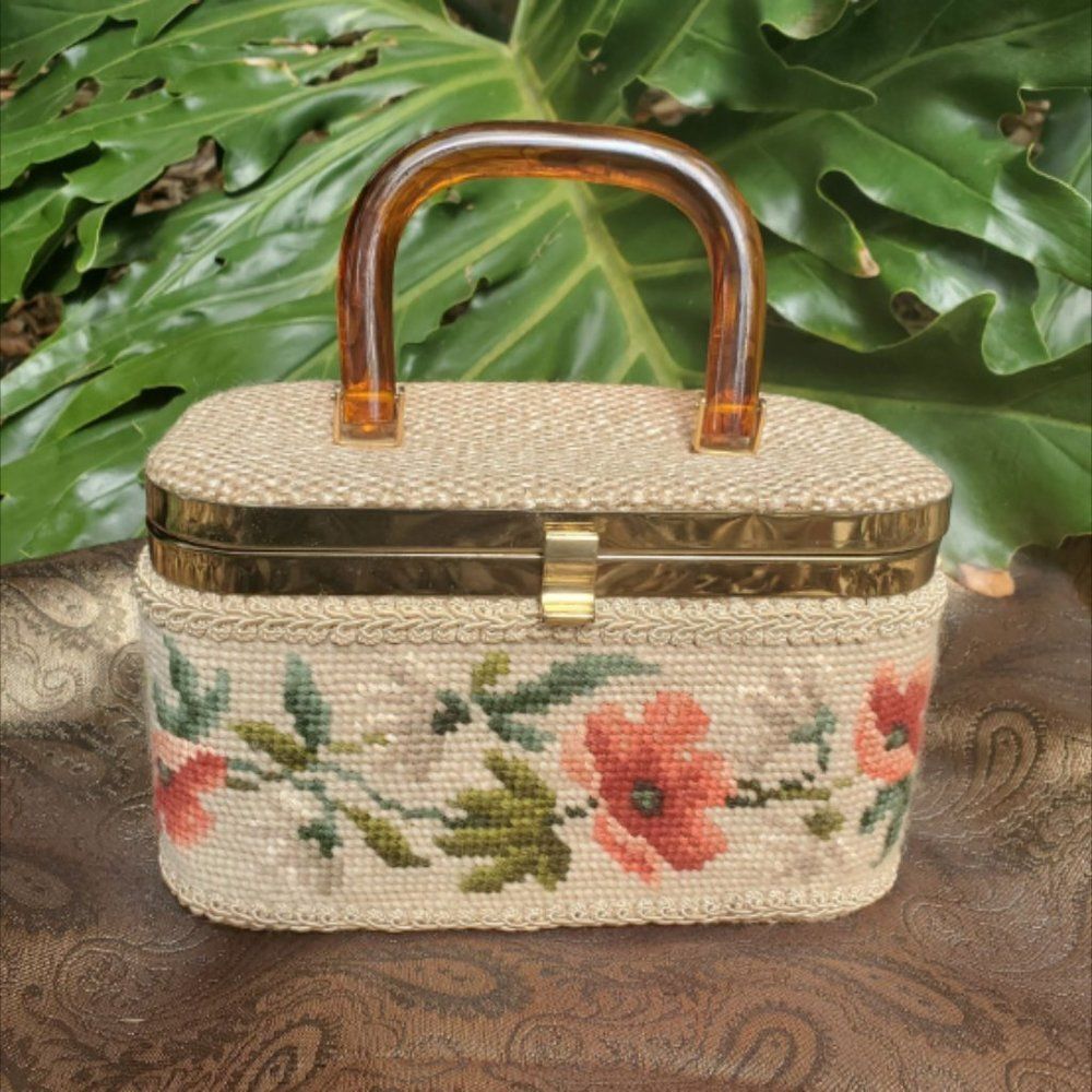 Mid Century JR Florida unusual Floral Box Purse